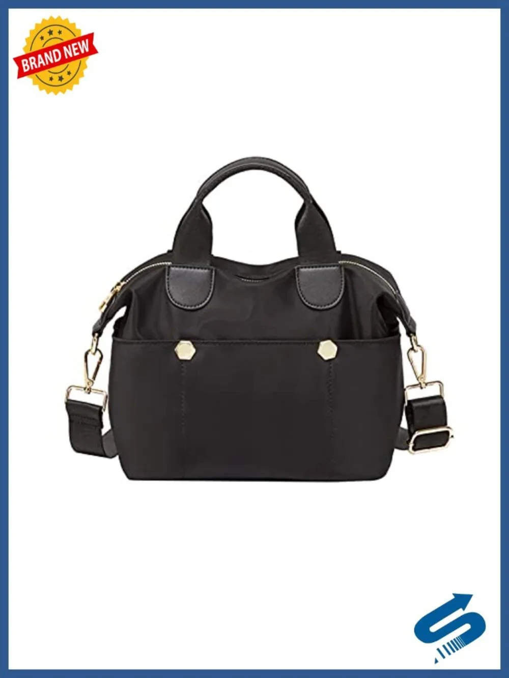 Multifunctional Nylon Crossbody Bag with Two Straps, Messenger Shoulder Handbag